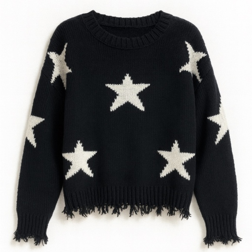 Black Star Pattern Sweater